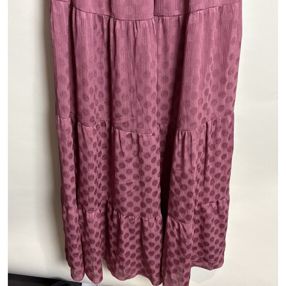 Max Studio Bohemian Dots Peasant Tiered Maxi Dress Silky Mauve Sz Small - Picture 6 of 10